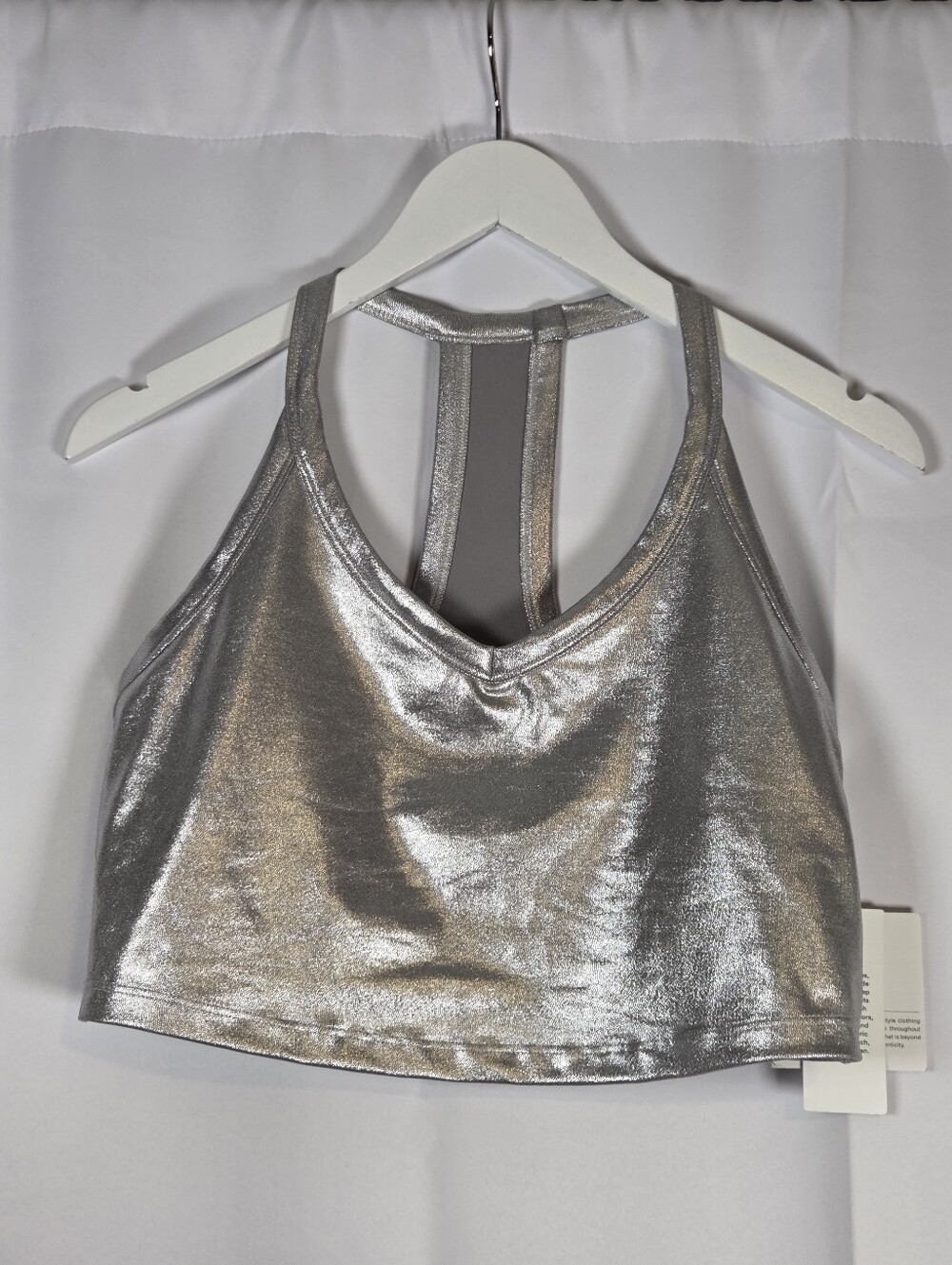 Beyond Yoga NEW Cropped Tank Top Racerback Sports Bra Silver Size L  $78